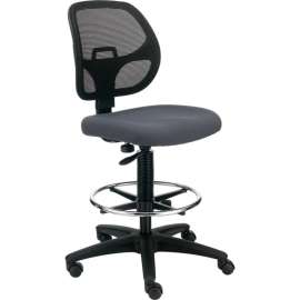 Interion Armless Mesh Drafting Stool - Fabric - Gray