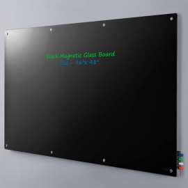Global Industrial Magnetic Glass Dry Erase Board - 96 x 48 - Black