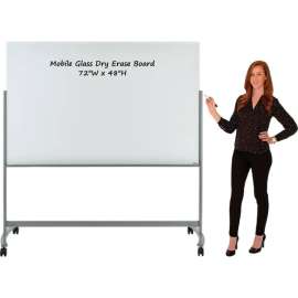 Global Industrial Mobile Glass Board - 72"W x 48"H