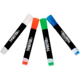 Global Industrial Wet Erase Chalk Markers, Assorted Colors, 4 Pack