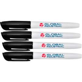 Global Industrial Dry Erase Markers, Fine Tip, Black, 12 Pack