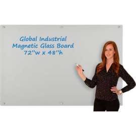 Global Industrial; Magnetic Glass Dry Erase Board - 72 x 48 - Gray