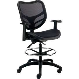 Interion All Mesh Stool with Arms - Black
