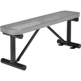 Global Industrial 4' Outdoor Steel Flat Bench, Expanded Metal, Gray