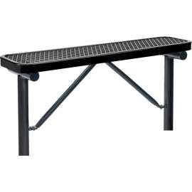 Global Industrial 4' Outdoor Steel Flat Bench, Expanded Metal, In Ground Mount, Black