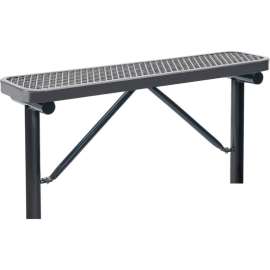 Global Industrial 4' Outdoor Steel Flat Bench, Expanded Metal, In Ground Mount, Gray