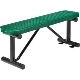 Global Industrial 4' Outdoor Steel Flat Bench, Perforated Metal, Green