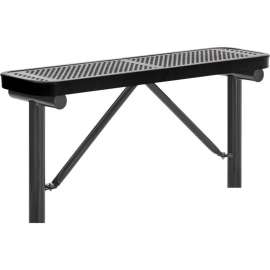 Global Industrial 4' Outdoor Steel Flat Bench, Perforated Metal, In Ground Mount, Black