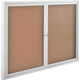 Global Industrial Enclosed Cork Bulletin Board - 60"W x 36"H - 2 Door