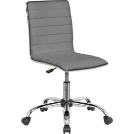 Interion Antimicrobial Armless Synthetic Leather Chair, Gray