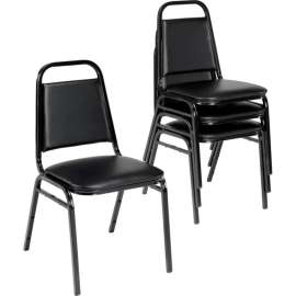 Interion Banquet Chair with Square Back, Vinyl, 1-1/2" Seat Thickness, Black