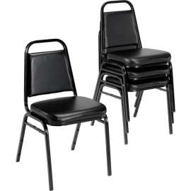 Interion Banquet Chair with Square Back, Vinyl, 2-1/2" Seat Thickness, Black