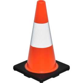 Global Industrial; 18" Traffic Cone, Reflective, Black Base, 3 lbs