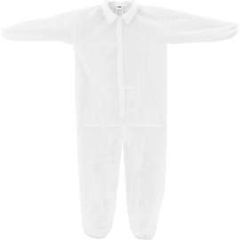 Global Industrial Disposable Polypropylene Coverall, Elastic Wrists/Ankles, WHT, XL, 25/Case