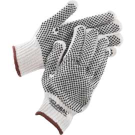 Global Industrial PVC Dot Knit Gloves, Double-Sided, Black, Large, 1-Dozen