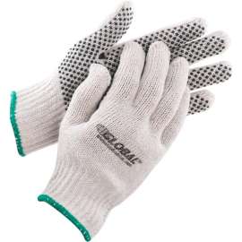 Global Industrial PVC Dot Knit Gloves, Single-Sided, Black, Medium, 1-Dozen