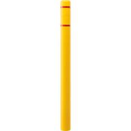 Global Industrial Bollard Post Sleeve, 4" D x 64" H, Yellow With Red Tape, HDPE