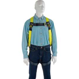 Miller H11110022 Full Body Harness, Back D Ring, Mating Leg Strap, Black/Yellow