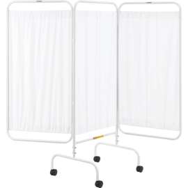 Mobile 3-Panel Privacy Screen, Vinyl Panels, 79-1/2"W x 68"H, White