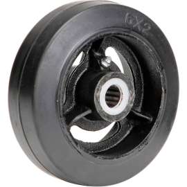 Global Industrial 6" x 2" Mold-On Rubber Wheel - Axle Size 3/4"