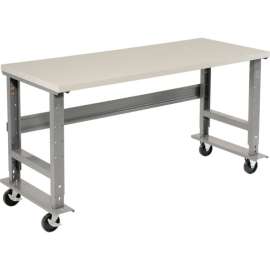 Global Industrial 48x30 Mobile Adjustable Height C-Channel Leg Workbench - ESD Square Edge