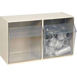 Quantum Tip Out Storage Bin QTB302 - 2 Compartments Ivory
