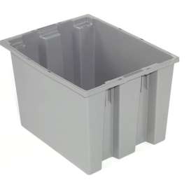 Global Industrial Stack and Nest Storage Container SNT240 No Lid 23-1/2 x 15-1/2 x 12, Gray