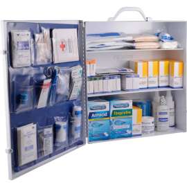 Global Industrial First Aid Kit, 75-100 Person, ANSI Compliant, 3-Shelf Steel Cabinet