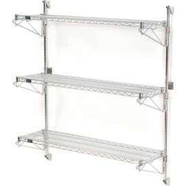 Nexel Chrome Wall Mount Wire Shelving 42"W x 24"D x 54"H 3 - Shelf Starter