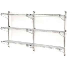 Nexel Chrome Wall Mount Wire Shelving 72"W x 14"D x 54"H 3 - Shelf Add-On