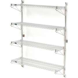 Nexel Chrome Wall Mount Wire Shelving 42"W x 18"D x 63"H 4 - Shelf Starter