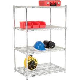 Nexel Poly-Z-Brite, 4 Tier, Quick Adjust, Wire Shelving Starter Unit, 36"W x 24"D x 54"H