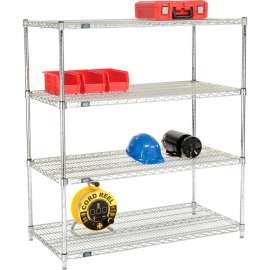 Nexel Poly-Z-Brite, 4 Tier, Quick Adjust, Wire Shelving Starter Unit, 48"W x 24"D x 54"H