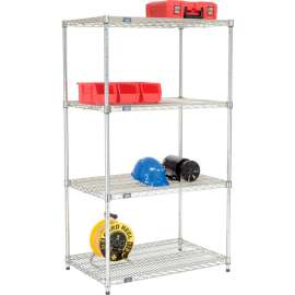 Nexel Poly-Z-Brite, 4 Tier, Quick Adjust, Wire Shelving Starter Unit, 36"W x 24"D x 63"H