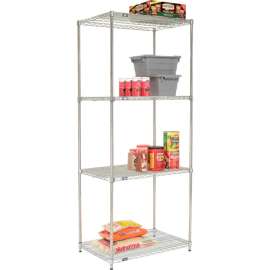 Nexel Poly-Z-Brite, 4 Tier, Quick Adjust, Wire Shelving Starter Unit, 36"W x 24"D x 86"H