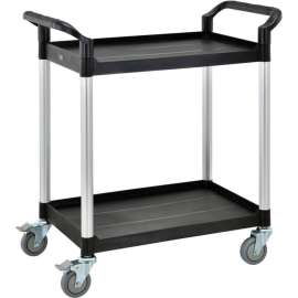 Global Industrial Service Cart w/2 Shelves, 440 lb. Capacity, 26"L x 17"W x 37"H, Black