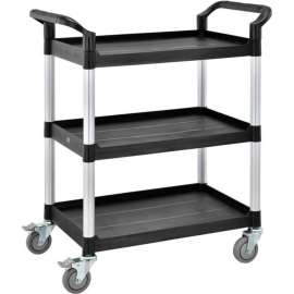 Global Industrial Service Cart w/3 Shelves, 550 lb. Capacity, 26"L x 17"W x 39"H, Black