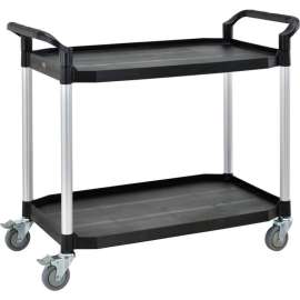 Global Industrial Service Cart w/2 Shelves, 440 lb. Capacity, 36"L x 20"W x 37"H, Black