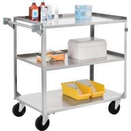 Global Industrial Stainless Steel Utility Cart, 300 lb. Cap, 27-1/2"L x 16-1/4"W x 32-1/8"H