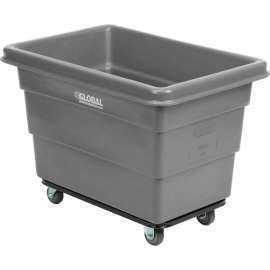 Global Industrial Plastic Bulk Box Truck, 6 Bushel, Steel Chassis Base, Gray