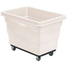 Global Industrial Plastic Bulk Box Truck, 6 Bushel, Steel Chassis Base, White
