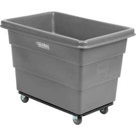 Global Industrial Plastic Bulk Box Truck, 8 Bushel, Steel Chassis Base Gray