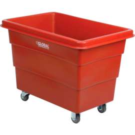 Global Industrial; Plastic Bulk Box Truck, 8 Bushel, direct mount base Red