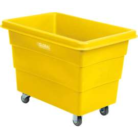 Global Industrial Plastic Bulk Box Truck, 8 Bushel, direct mount base Yellow