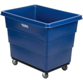 Global Industrial Plastic Bulk Box Truck, 12 Bushel, Steel Chassis Base, Blue