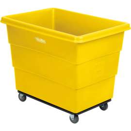 Global Industrial Plastic Bulk Box Truck, 16 Bushel, Steel Chassis Base Yellow