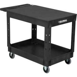Global Industrial Flat Top Utility Cart w/2 Shelves, 44"L x 25-1/2"W x 32-1/2"H, Black