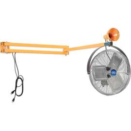 Global Industrial Double Arm Dock Light w/ 18" 3-Speed Fan, 60" Reach, Par38 Bulb Compatible