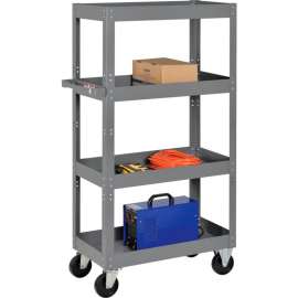 Global Industrial Steel Shelf Truck w/4 Shelves, 800 lb. Capacity, 30"L x 16"W x 60"H