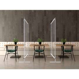 Free Standing Portable Clear Divider Safety Partition, 6'W x 6'H